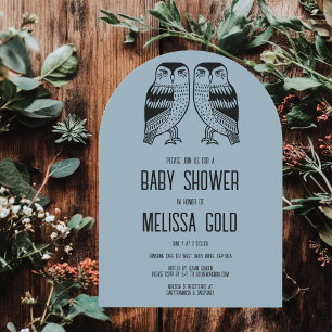 Twin Owls Schattige Eenvoudig BABY SHOWER CUSTOM A Kaart