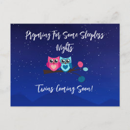 Twin Owls zwangerschapsaankondiging Briefkaart