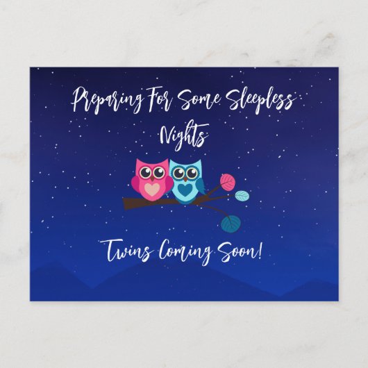 Twin Owls zwangerschapsaankondiging Briefkaart (Voorkant)