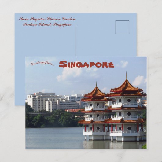 Twin Pagodas Chinese Tuin Singapore Briefkaart (Voorkant / Achterkant)