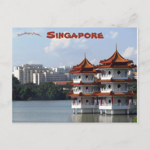 Twin Pagodas Chinese Tuin Singapore Briefkaart