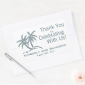 Twin Palm Trees Blue Tropical Rechthoekige Sticker (Envelop)