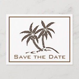 Twin Palm Trees Brown Tropical Save the Date Aankondigingskaart