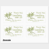 Twin Palm Trees Green Tropical Rechthoekige Sticker (Vel)