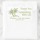 Twin Palm Trees Green Tropical Rechthoekige Sticker (Tas)