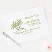 Twin Palm Trees Green Tropical Rechthoekige Sticker (Envelop)