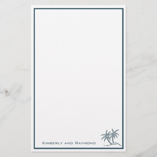 Twin Palm Trees Tropical Blue op maat Briefpapier (Voorkant)