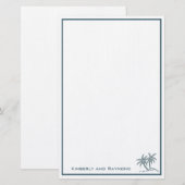 Twin Palm Trees Tropical Blue op maat Briefpapier (Voorkant / Achterkant)
