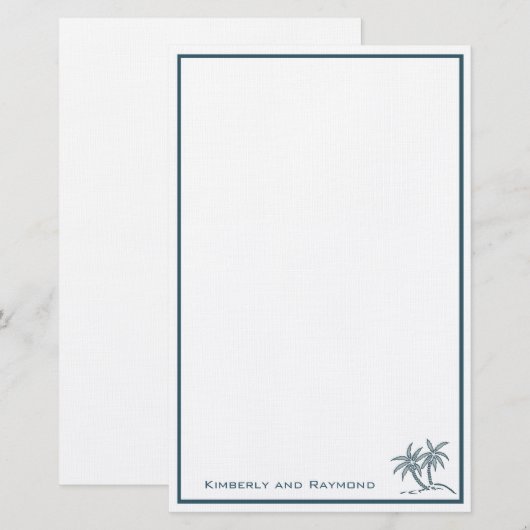 Twin Palm Trees Tropical Blue op maat Briefpapier (Voorkant / Achterkant)