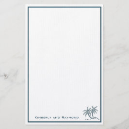 Twin Palm Trees Tropical Blue op maat Briefpapier