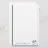 Twin Palm Trees Tropical Blue op maat Briefpapier (Voorkant / Achterkant)