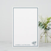Twin Palm Trees Tropical Blue op maat Briefpapier (Staand voorkant)