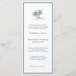 Twin Palm Trees Tropical Blue Wedding Invitation Kaart