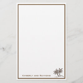 Twin Palm Trees Tropical Brown gepersonaliseerd Briefpapier