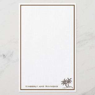 Twin Palm Trees Tropical Brown gepersonaliseerd Briefpapier