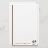Twin Palm Trees Tropical Brown gepersonaliseerd Briefpapier (Voorkant / Achterkant)