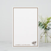 Twin Palm Trees Tropical Brown gepersonaliseerd Briefpapier (Staand voorkant)
