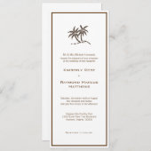 Twin Palm Trees Tropical Brown Wedding Invitation Kaart (Voorkant / Achterkant)