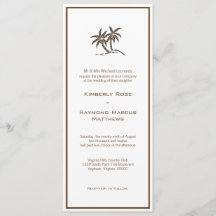 Twin Palm Trees Tropical Brown Wedding Invitation
