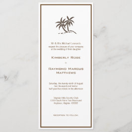 Twin Palm Trees Tropical Brown Wedding Invitation Kaart