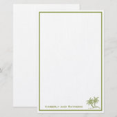 Twin Palm Trees Tropical Green persoonlijk Briefpapier (Voorkant / Achterkant)