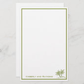 Twin Palm Trees Tropical Green persoonlijk Briefpapier (Voorkant / Achterkant)