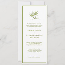 Twin Palm Trees Tropical Green Wedding Invitation