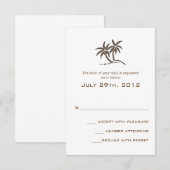 Twin palmbomen bruin tropisch strand bruiloft RSVP kaartje (Voorkant / Achterkant)