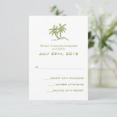 Twin palmbomen groen tropisch strand bruiloft RSVP kaartje (Staand voorkant)