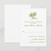 Twin palmbomen groen tropisch strand bruiloft RSVP kaartje (Voorkant / Achterkant)