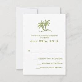 Twin palmbomen groen tropisch strand bruiloft RSVP kaartje