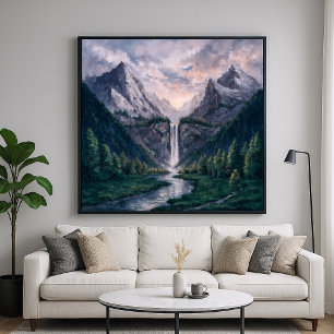 Twin Peak Herfsten - Serene schilderachtige landsc Poster