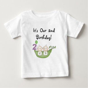 Twin Peas in a Pod 2e Verjaardag T-shirts en gesch