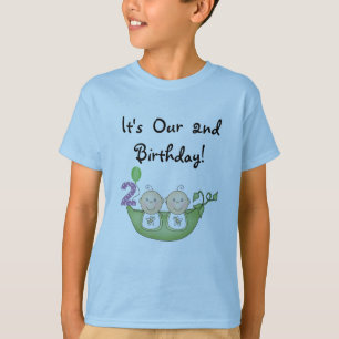 Twin Peas in a Pod 2e Verjaardag T-shirts en gesch