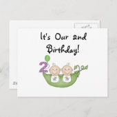 Twin Peas in a Pod 2e Verjaardag T-shirts en gesch Briefkaart (Voorkant / Achterkant)