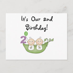 Twin Peas in a Pod 2e Verjaardag T-shirts en gesch Briefkaart