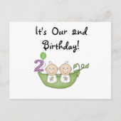 Twin Peas in a Pod 2e Verjaardag T-shirts en gesch Briefkaart (Voorkant)