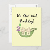 Twin Peas in a Pod 2e Verjaardag T-shirts en gesch Briefkaart (Voorkant / Achterkant)