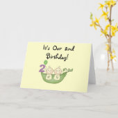 Twin Peas in a Pod 2e Verjaardag T-shirts en gesch Kaart (Gele Bloem)