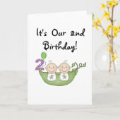 Twin Peas in a Pod 2e Verjaardag T-shirts en gesch Kaart (Gele Bloem)