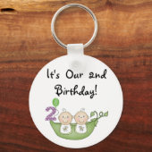 Twin Peas in a Pod 2e Verjaardag T-shirts en gesch Sleutelhanger (Voorkant)