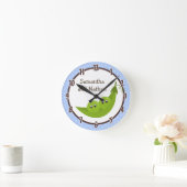 Twin Peas in a Pod Blue Polka Personalized Clock Ronde Klok (Huis)