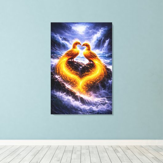 Twin Phoenixes of Eternal Light Canvas Afdruk (Insitu (Houten vloer))