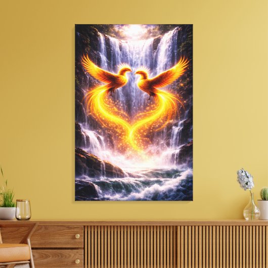 Twin Phoenixes of Eternal Light Canvas Afdruk (Insitu (Woonkamer))
