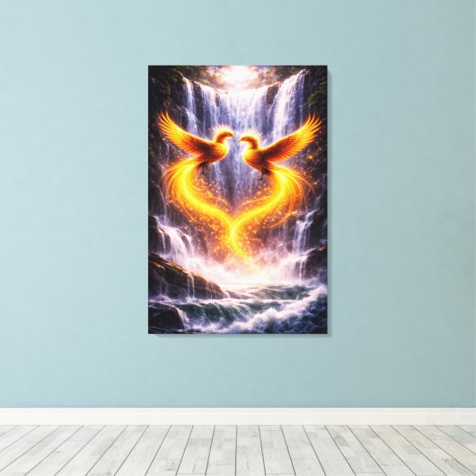 Twin Phoenixes of Eternal Light Canvas Afdruk (Insitu (Houten vloer))