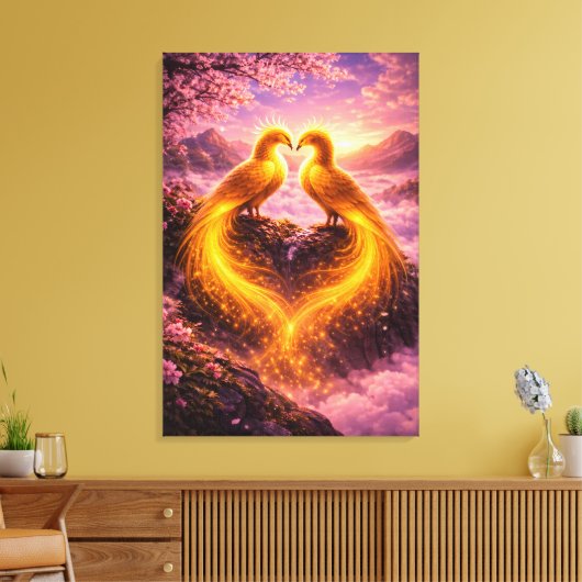 Twin Phoenixes of Eternal Light Canvas Afdruk (Insitu (Woonkamer))