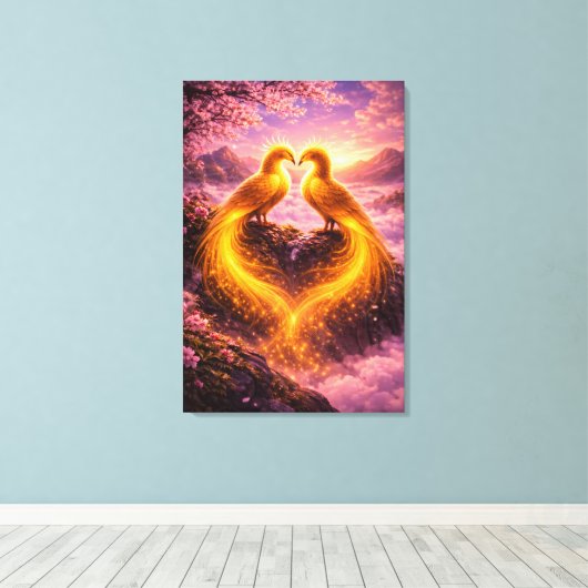 Twin Phoenixes of Eternal Light Canvas Afdruk (Insitu (Houten vloer))