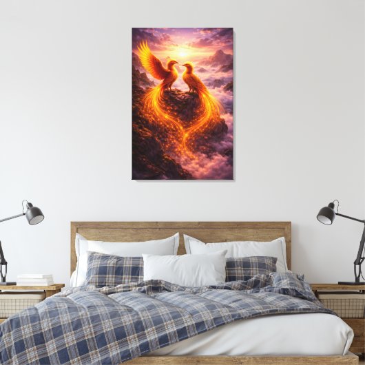 Twin Phoenixes of Eternal Light Canvas Afdruk (Insitu (Slaapkamer))