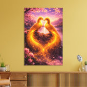 Twin Phoenixes of Eternal Light Canvas Afdruk (Insitu (Woonkamer))