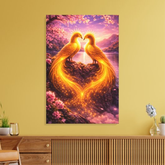 Twin Phoenixes of Eternal Light Canvas Afdruk (Insitu (Woonkamer))